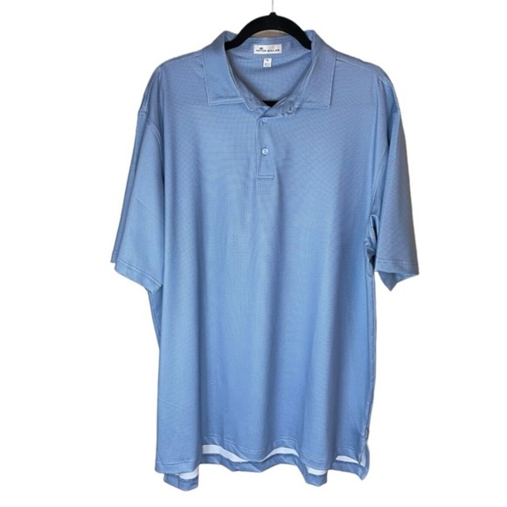 Peter Millar Short Sleeve Light Blue Polo with White Polka Dots Men’s Size XL‎